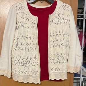 Anthropologie Cream Lace Women's Cardigan